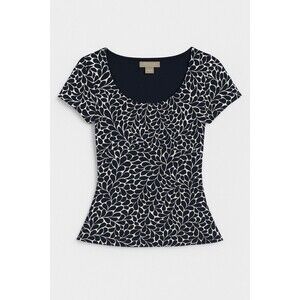 🌸 Ann Taylor Petite Navy & White Floral Blouse – Size Medium (PM)